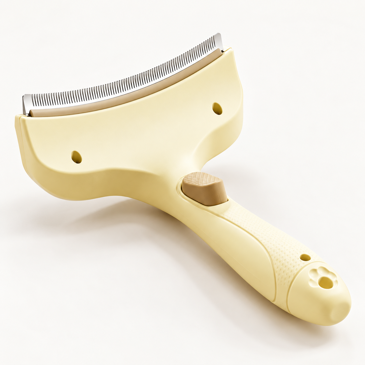 Yellow self-cleaning comb for cats and dogs