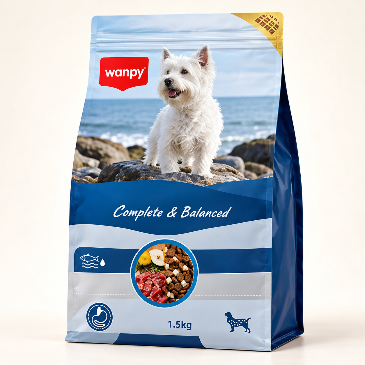 Wanpy duck-and-pear dog food, 1.5 kg